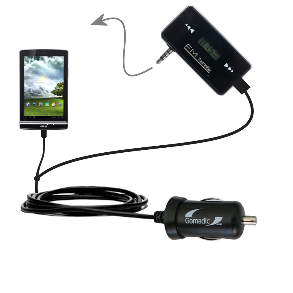 FM Transmitter Plus Car Charger compatible with the Asus MeMo Pad ME171V
