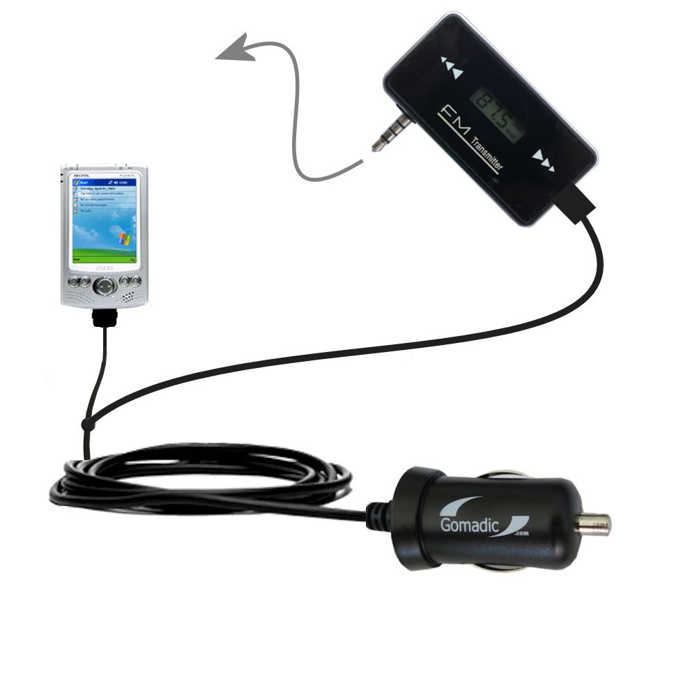 FM Transmitter Plus Car Charger compatible with the Asus MyPal A620BT