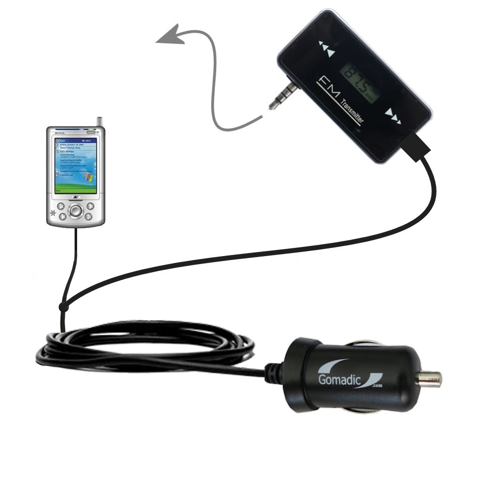 FM Transmitter Plus Car Charger compatible with the Asus MyPal A716 A730 A730w