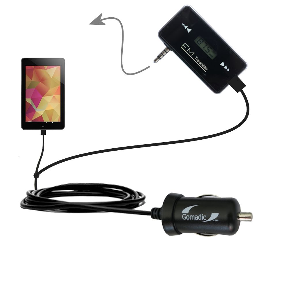FM Transmitter Plus Car Charger compatible with the Asus Pad ME370t