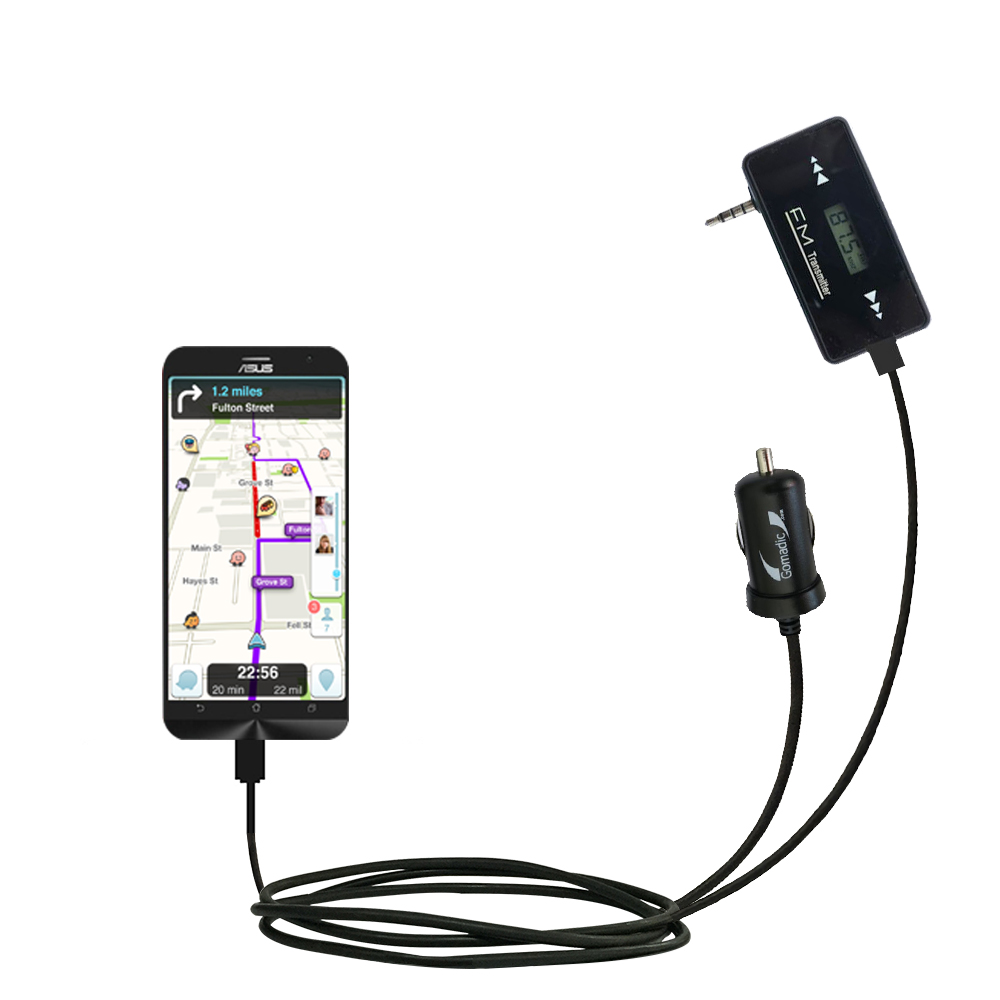 FM Transmitter Plus Car Charger compatible with the Asus ZenFone 2