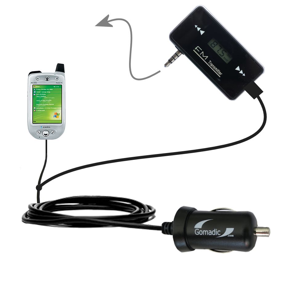 FM Transmitter Plus Car Charger compatible with the Audiovox 5050 Pocket PC Phone