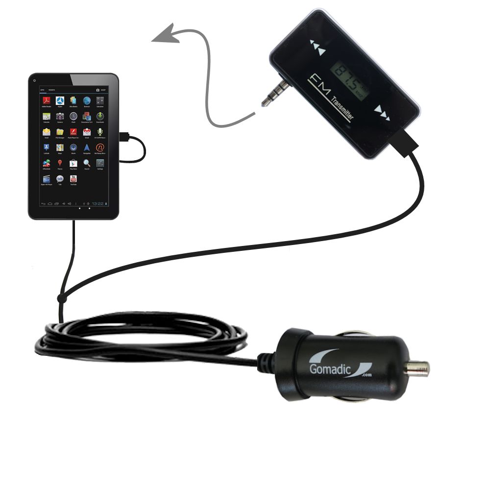 FM Transmitter Plus Car Charger compatible with the Azpen A701