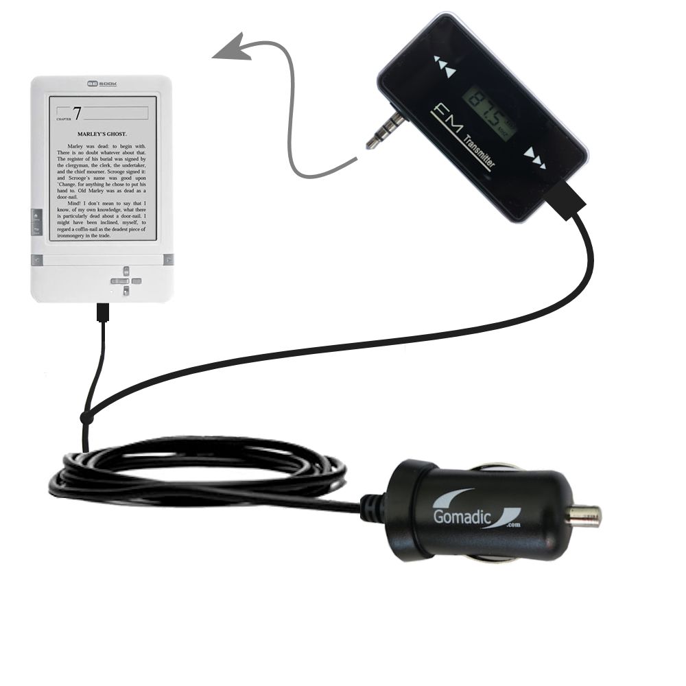 FM Transmitter Plus Car Charger compatible with the BeBook Club