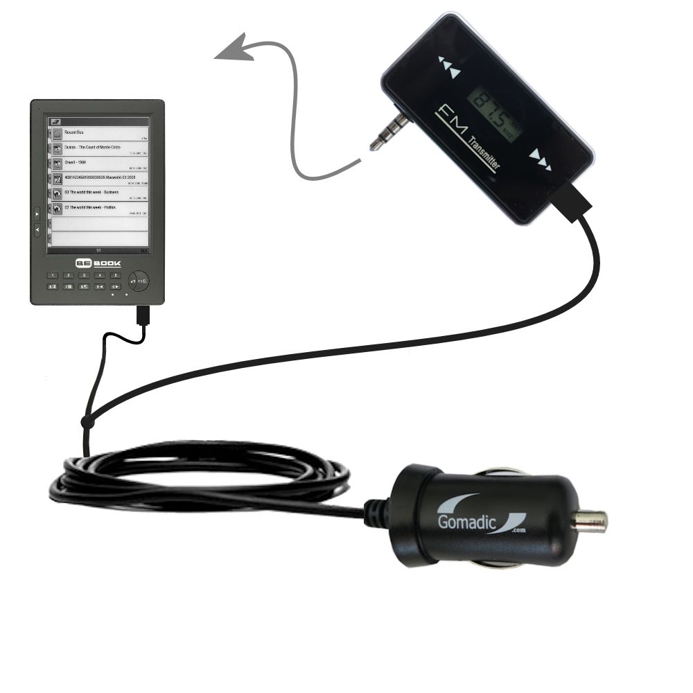 FM Transmitter Plus Car Charger compatible with the BeBook One