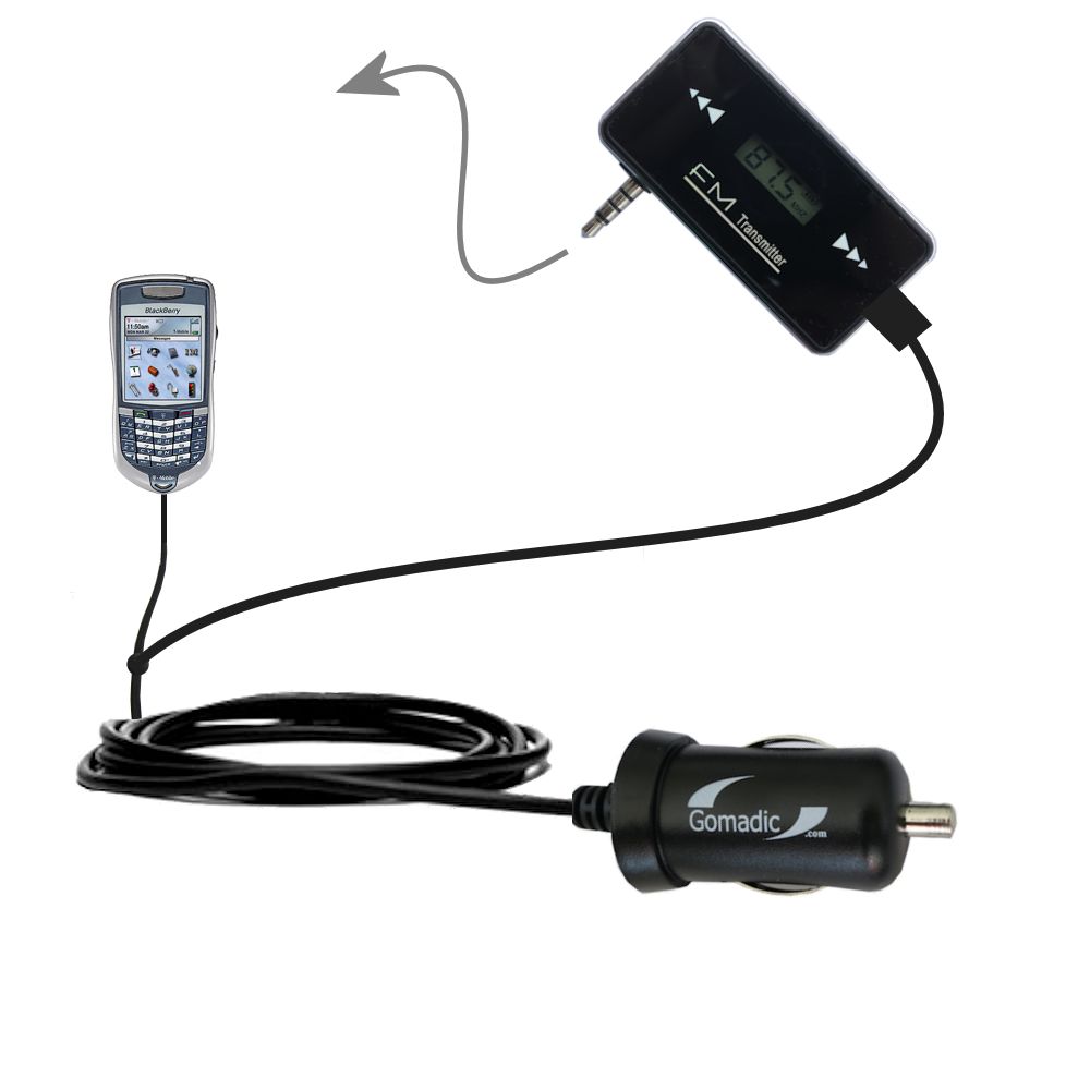 FM Transmitter Plus Car Charger compatible with the Blackberry 7100 7105 7130 7150