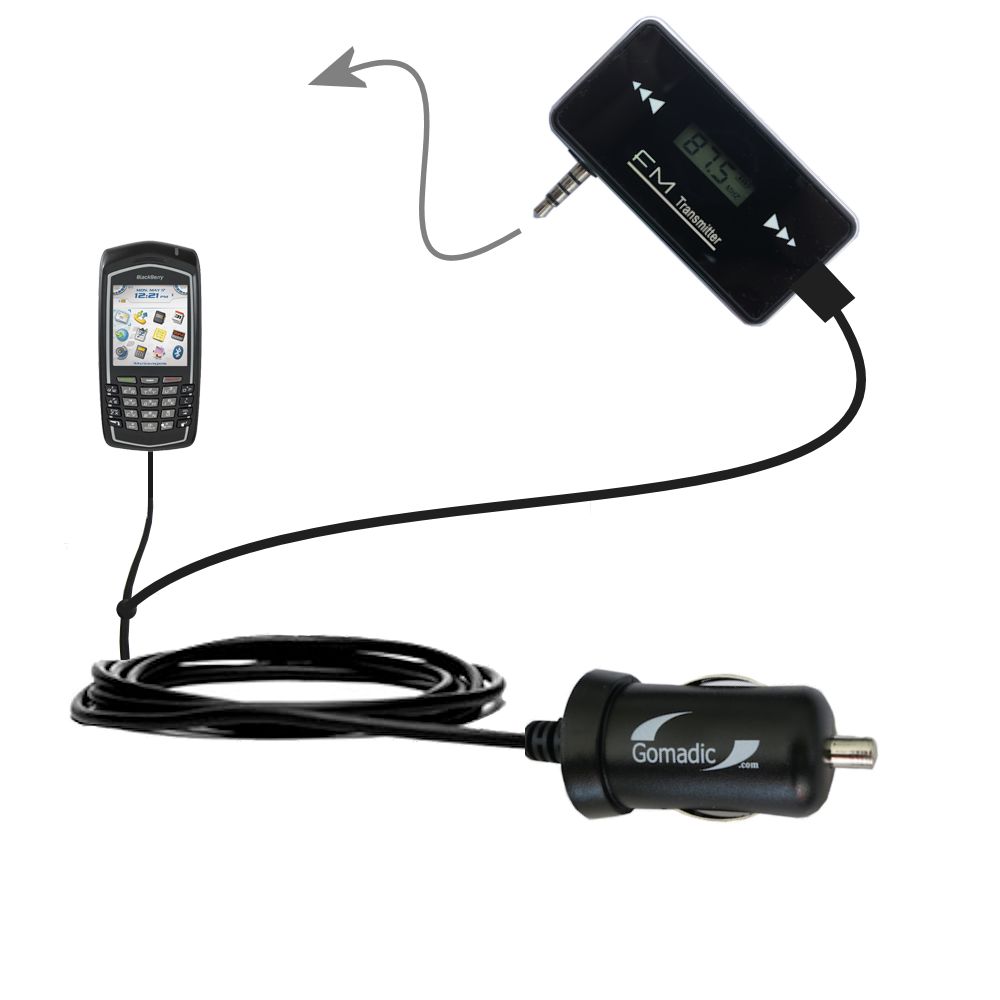 FM Transmitter Plus Car Charger compatible with the Blackberry 7130e