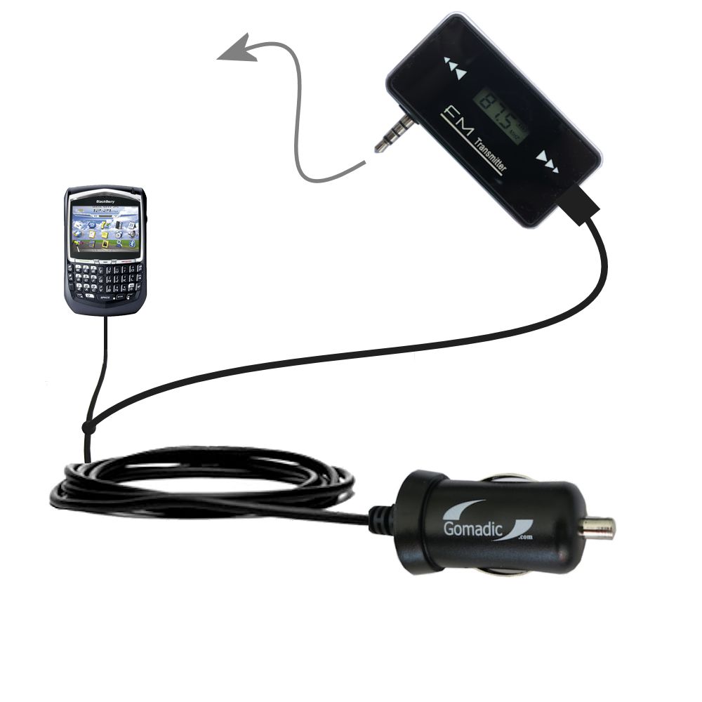 FM Transmitter Plus Car Charger compatible with the Blackberry 8700 8700g 8700e 8700r