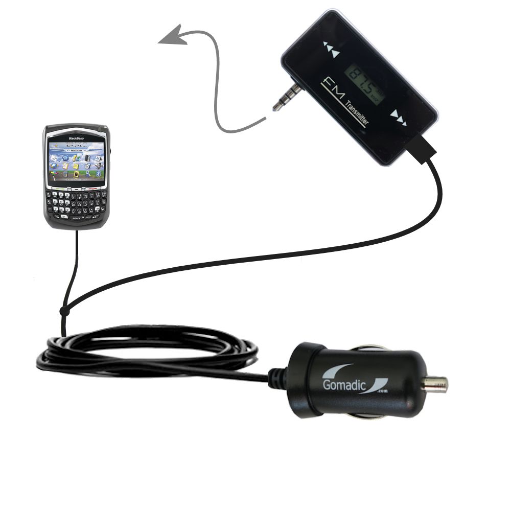 FM Transmitter Plus Car Charger compatible with the Blackberry 8703e