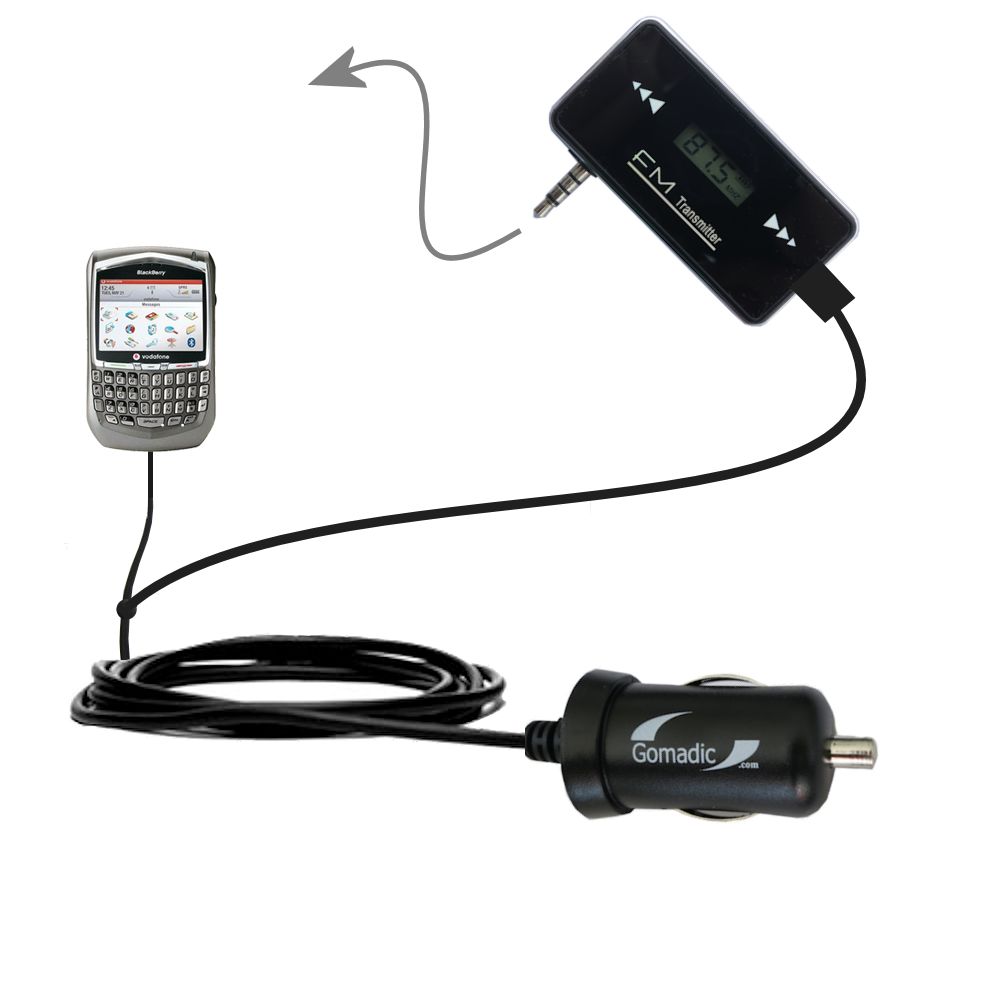 FM Transmitter Plus Car Charger compatible with the Blackberry 8707v