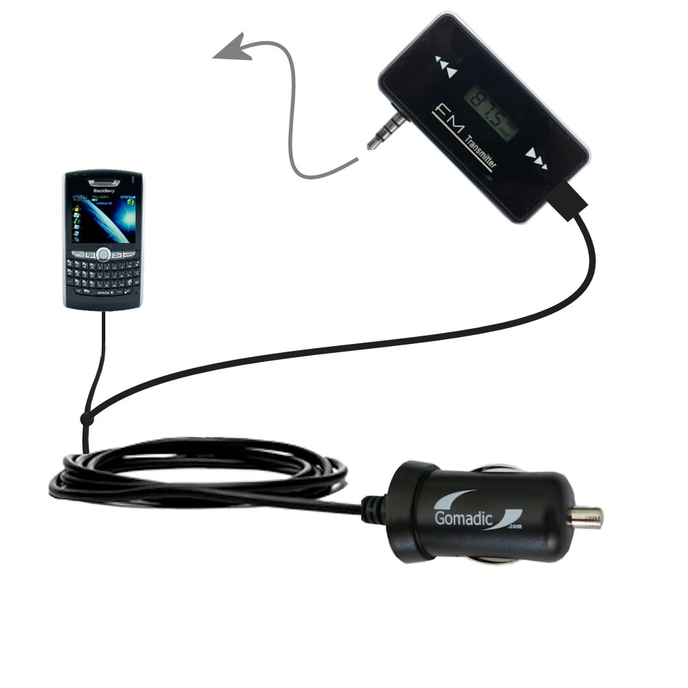 FM Transmitter Plus Car Charger compatible with the Blackberry 8800