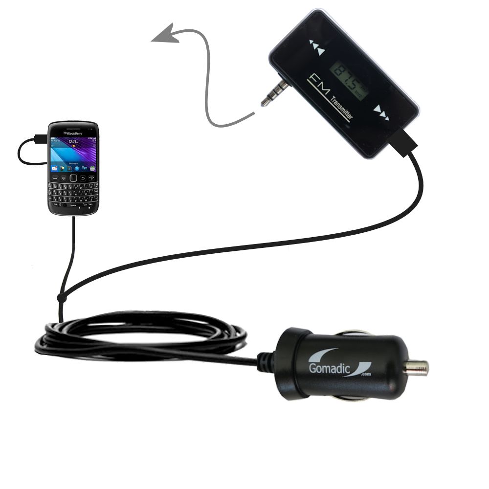 FM Transmitter Plus Car Charger compatible with the Blackberry 9220