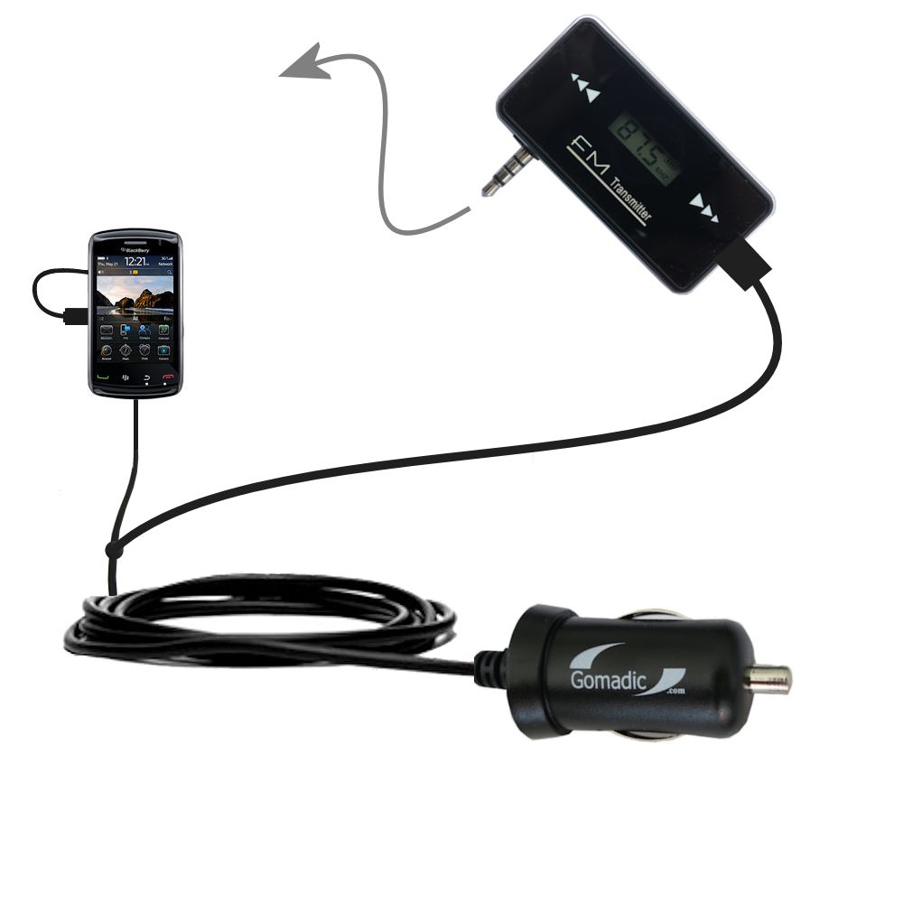 FM Transmitter Plus Car Charger compatible with the Blackberry 9550 9530 9520 9570