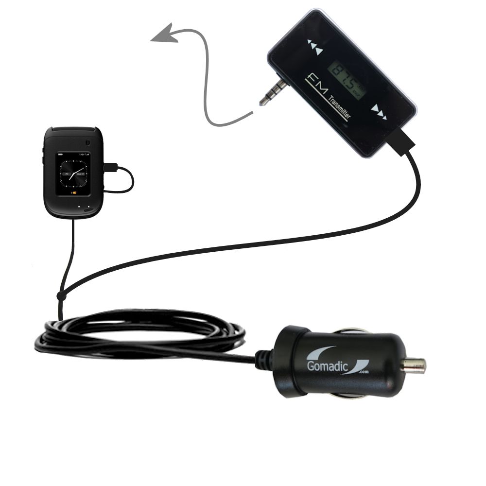 FM Transmitter Plus Car Charger compatible with the Blackberry 9670