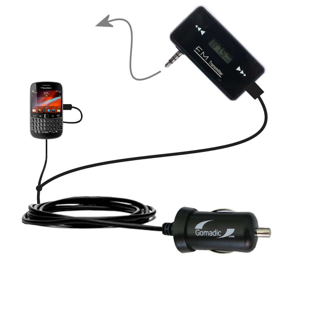 FM Transmitter Plus Car Charger compatible with the Blackberry 9900 9930
