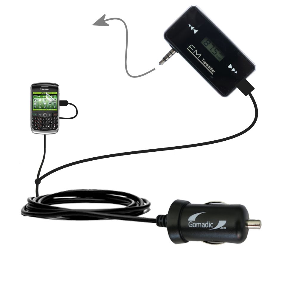 FM Transmitter Plus Car Charger compatible with the Blackberry Curve 8930