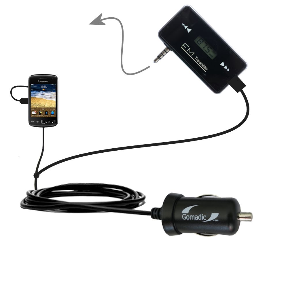 FM Transmitter Plus Car Charger compatible with the Blackberry Curve 9380