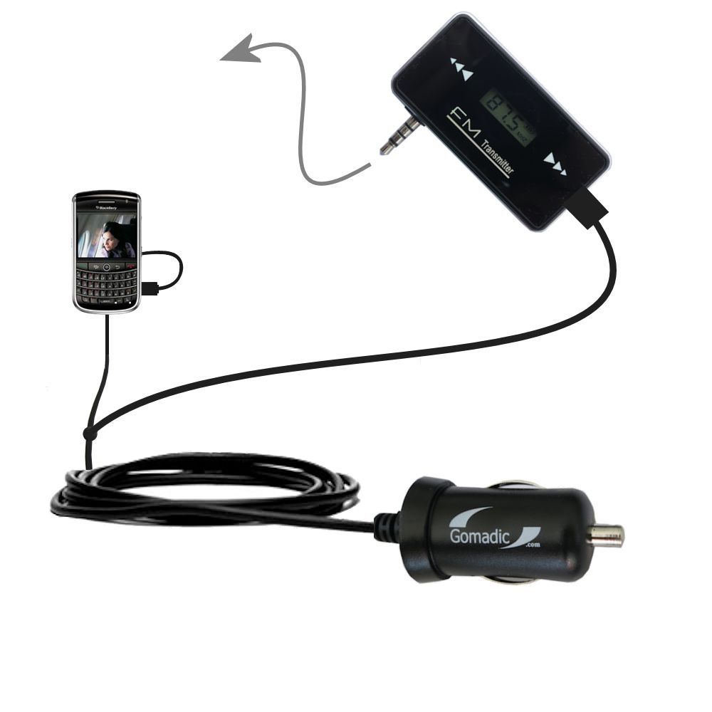 FM Transmitter Plus Car Charger compatible with the Blackberry Javelin