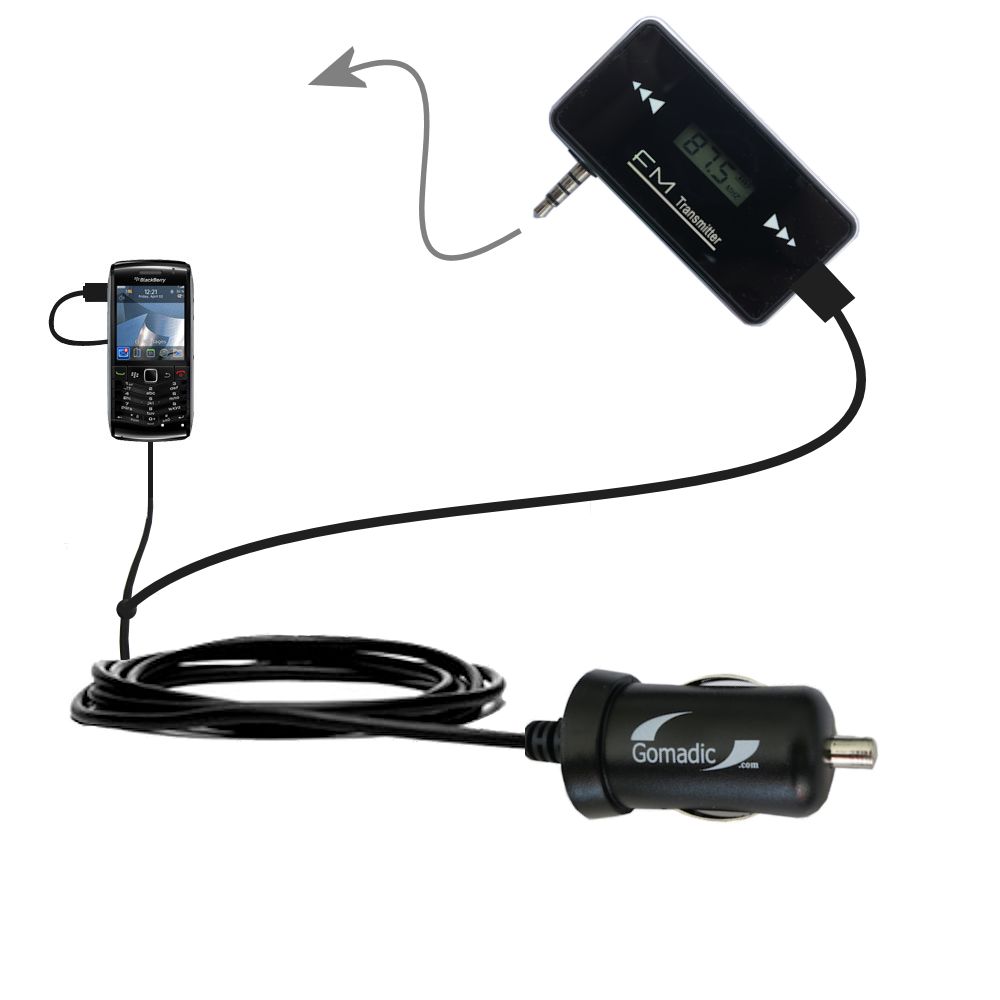 FM Transmitter Plus Car Charger compatible with the Blackberry Pearl 2