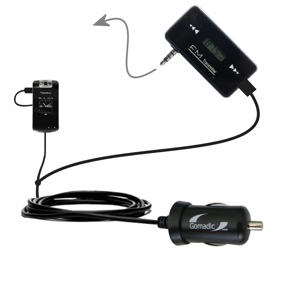FM Transmitter Plus Car Charger compatible with the Blackberry Pearl Flip