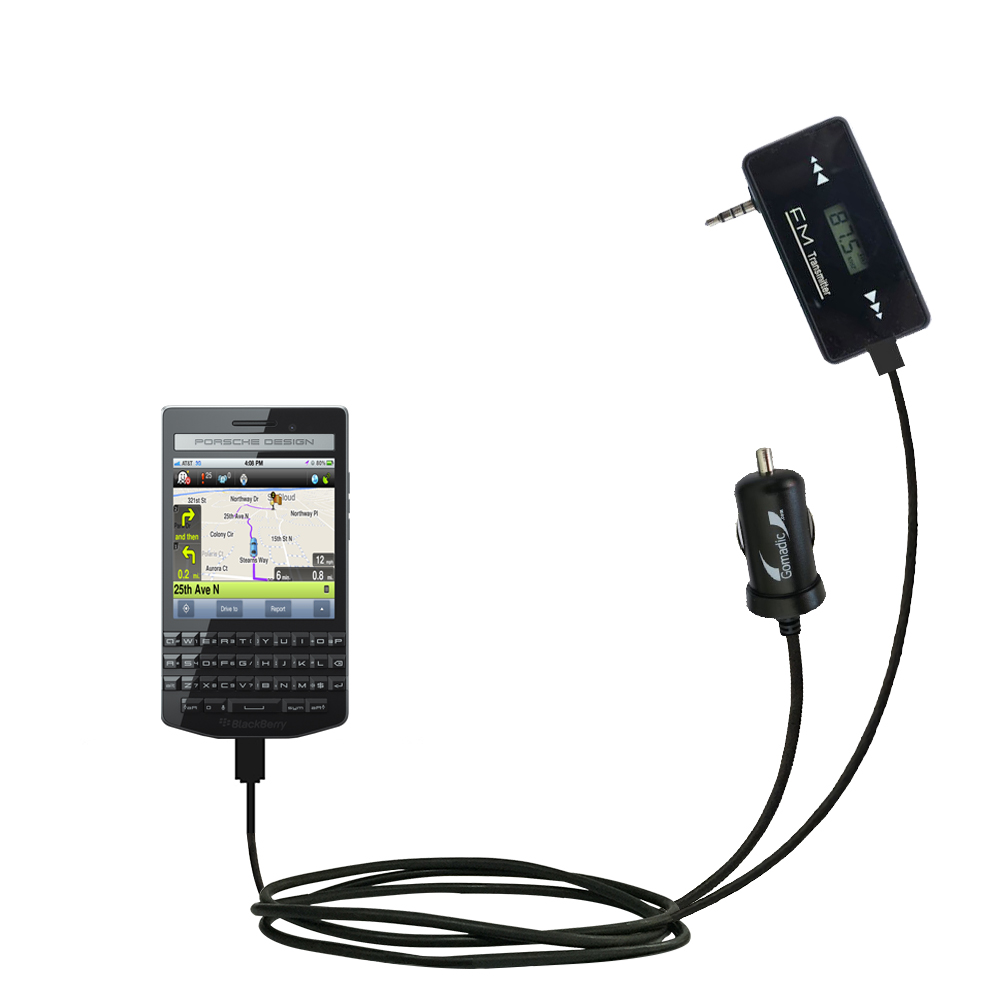 FM Transmitter Plus Car Charger compatible with the Blackberry Porche Design P9983