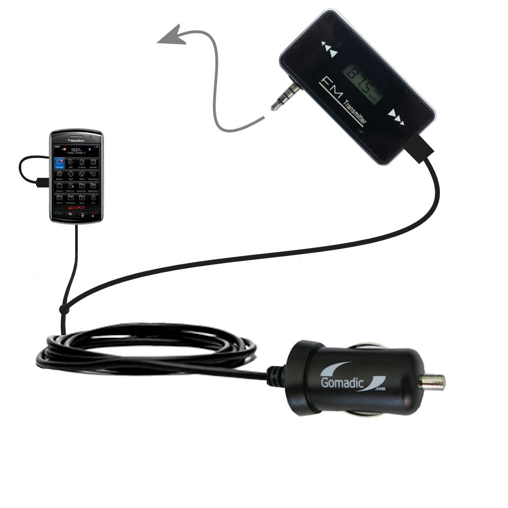 FM Transmitter Plus Car Charger compatible with the Blackberry Storm 2