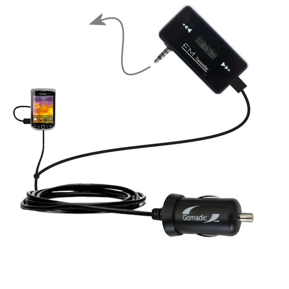 FM Transmitter Plus Car Charger compatible with the Blackberry Torch 9810