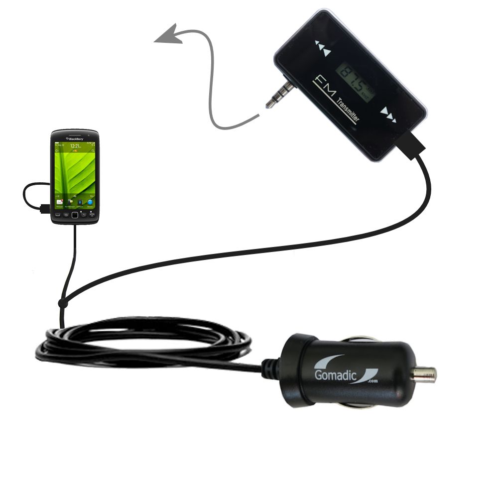 FM Transmitter Plus Car Charger compatible with the Blackberry Torch 9850