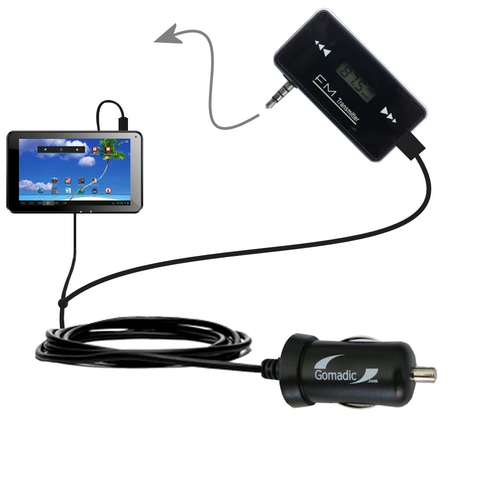 FM Transmitter Plus Car Charger compatible with the Chromo Inc NORIA JR