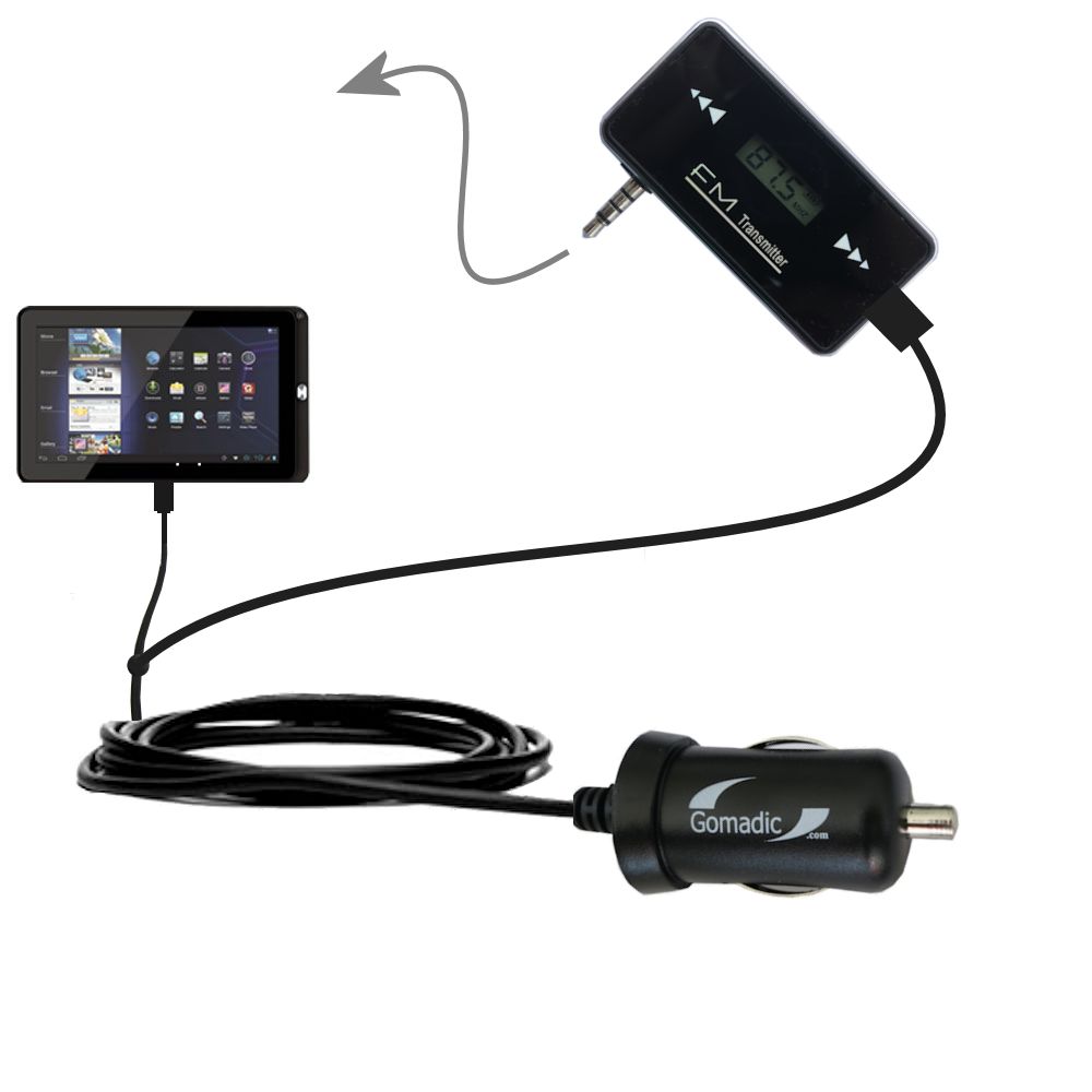FM Transmitter Plus Car Charger compatible with the Coby Kyros MID 1045