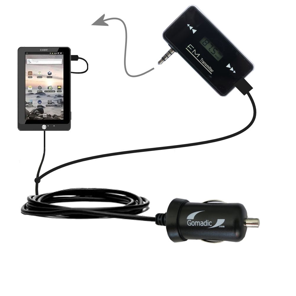 FM Transmitter Plus Car Charger compatible with the Coby Kyros MID7015