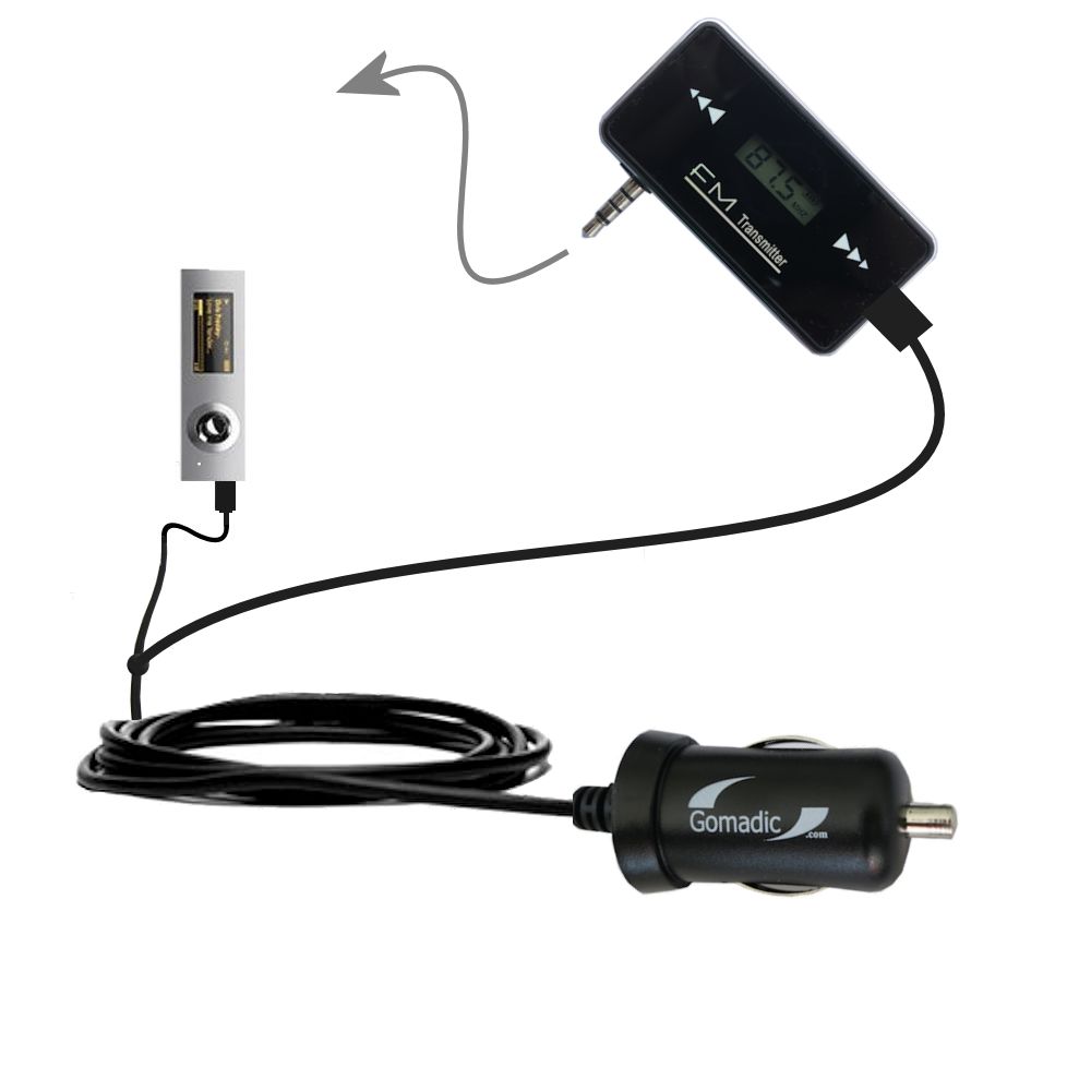 FM Transmitter Plus Car Charger compatible with the Coby MP565