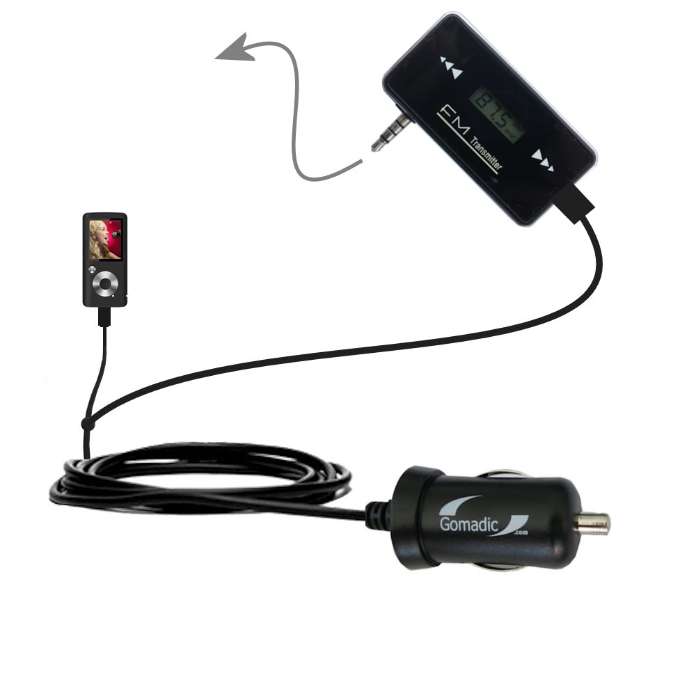 FM Transmitter Plus Car Charger compatible with the Coby MP600