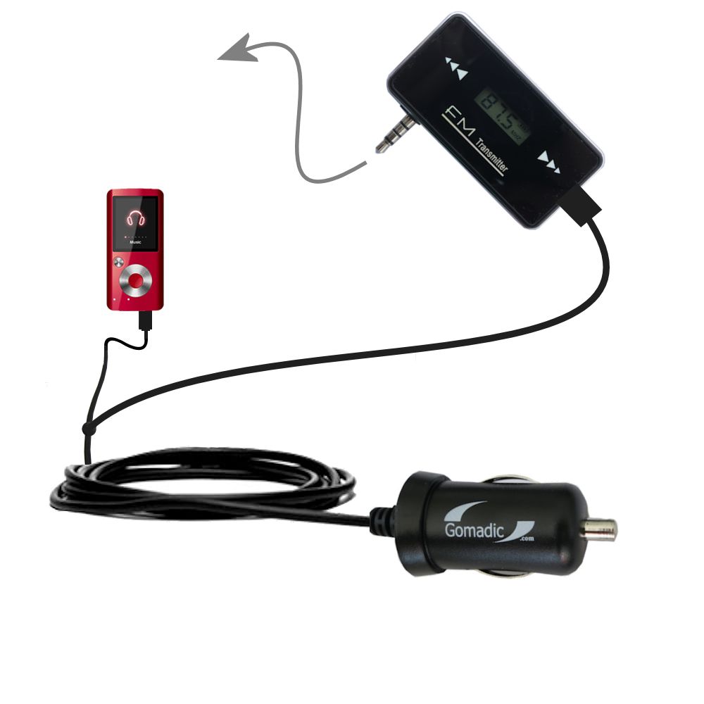 FM Transmitter Plus Car Charger compatible with the Coby MP610