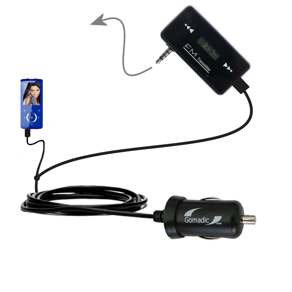 FM Transmitter Plus Car Charger compatible with the Coby MP705