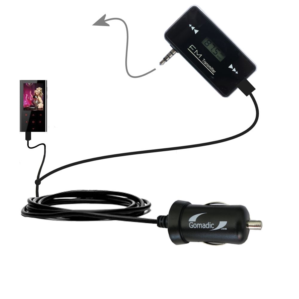 FM Transmitter Plus Car Charger compatible with the Coby MP815