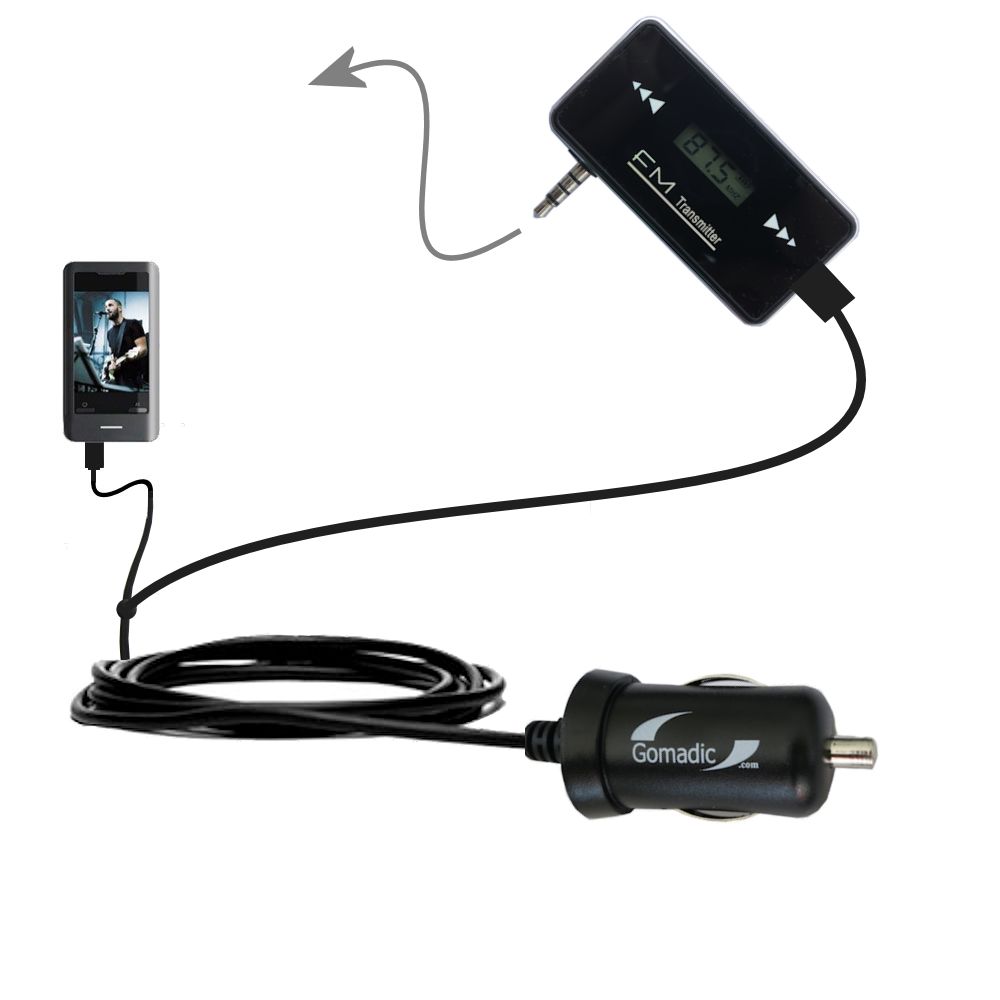 FM Transmitter Plus Car Charger compatible with the Coby MP827
