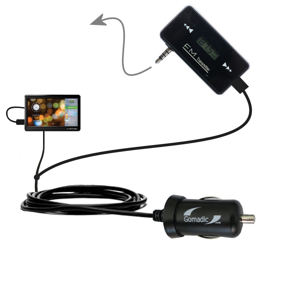 FM Transmitter Plus Car Charger compatible with the Coby MP957