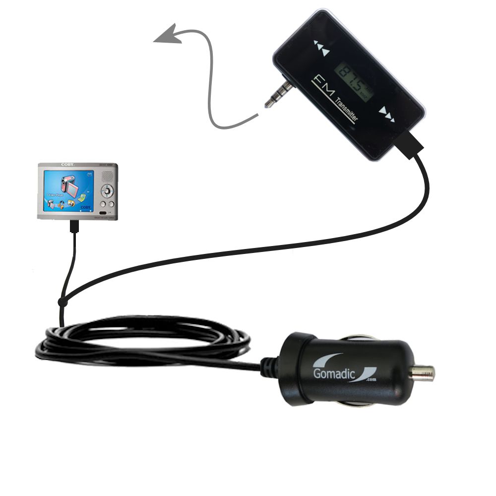 FM Transmitter Plus Car Charger compatible with the Coby PMP-3522