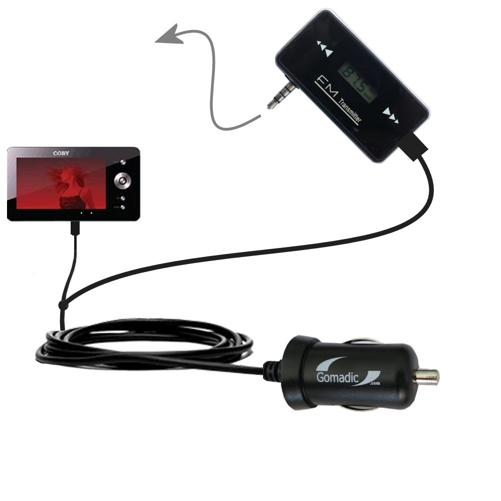 FM Transmitter Plus Car Charger compatible with the Coby PMP-4330 4320