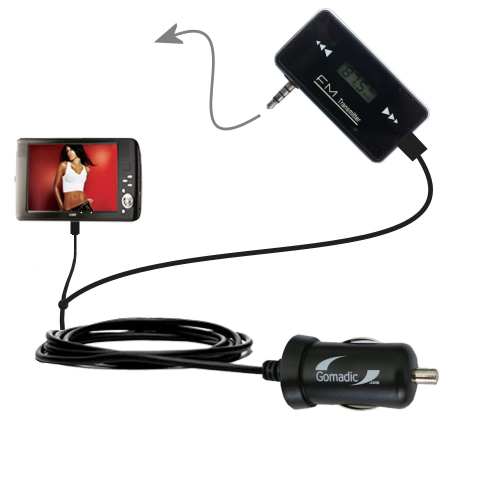 FM Transmitter Plus Car Charger compatible with the Coby PMP-7041