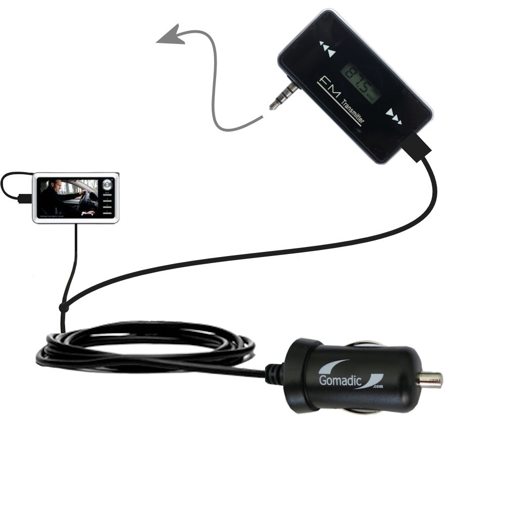 FM Transmitter Plus Car Charger compatible with the Cowon A3