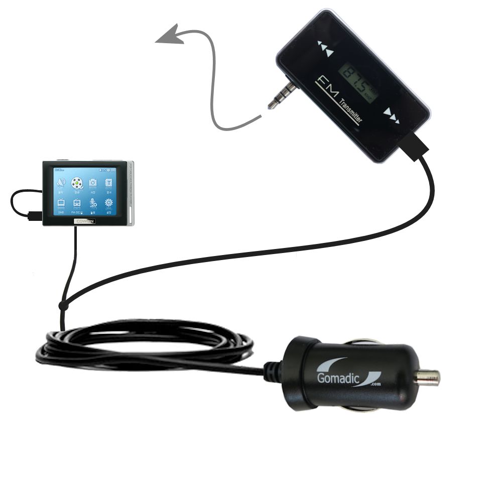 FM Transmitter Plus Car Charger compatible with the Cowon cowon d2