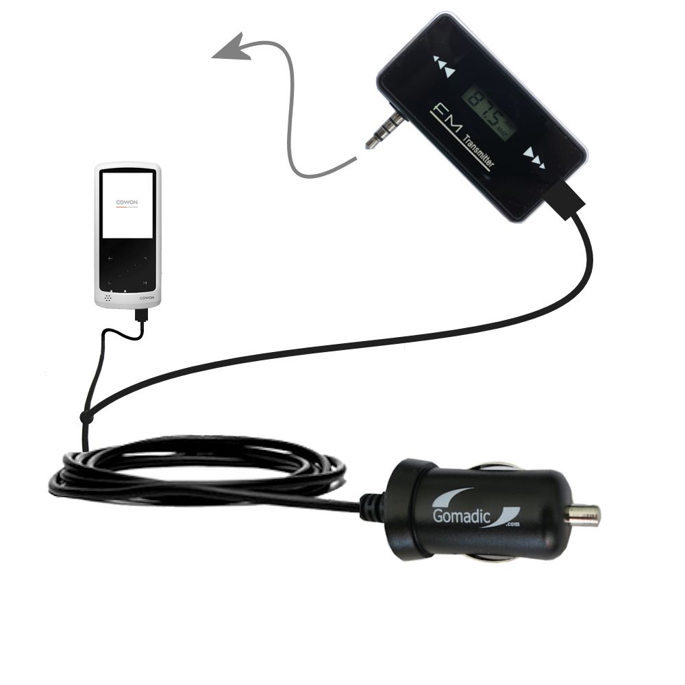 FM Transmitter Plus Car Charger compatible with the Cowon iAudio 9 Plus