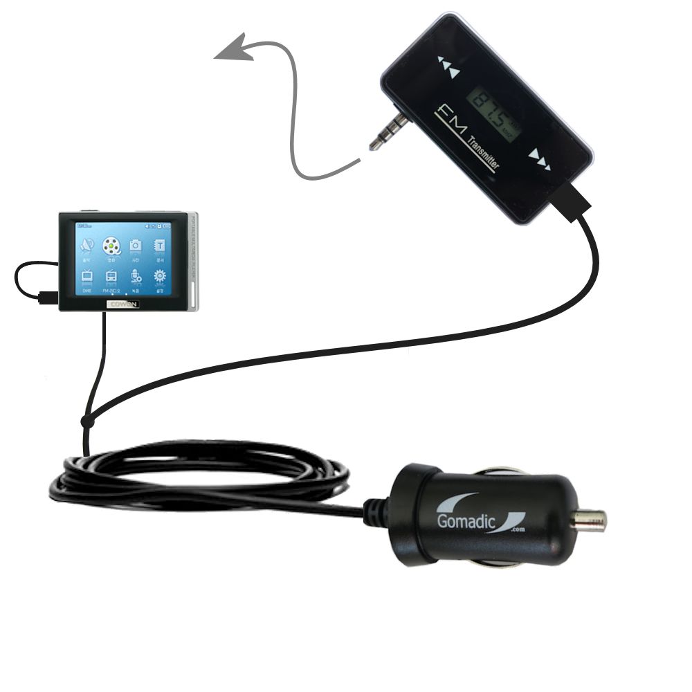 FM Transmitter Plus Car Charger compatible with the Cowon iAudio D2