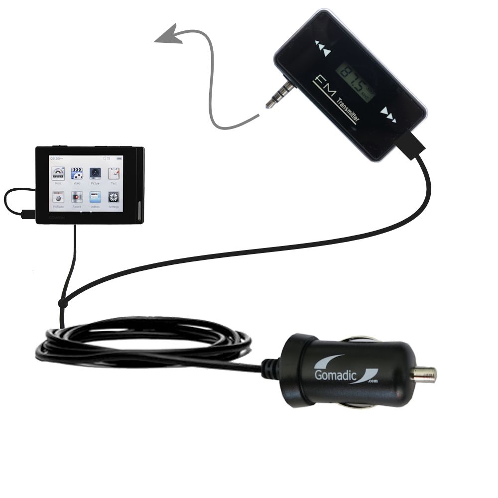 3rd Generation Powerful Audio FM Transmitter with Car Charger suitable for the Cowon iAudio D2 Plus - Uses Gomadic TipExchange Technology