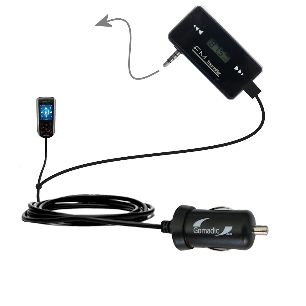 FM Transmitter Plus Car Charger compatible with the Cowon iAudio F2