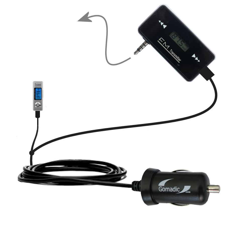 FM Transmitter Plus Car Charger compatible with the Cowon iAudio U2