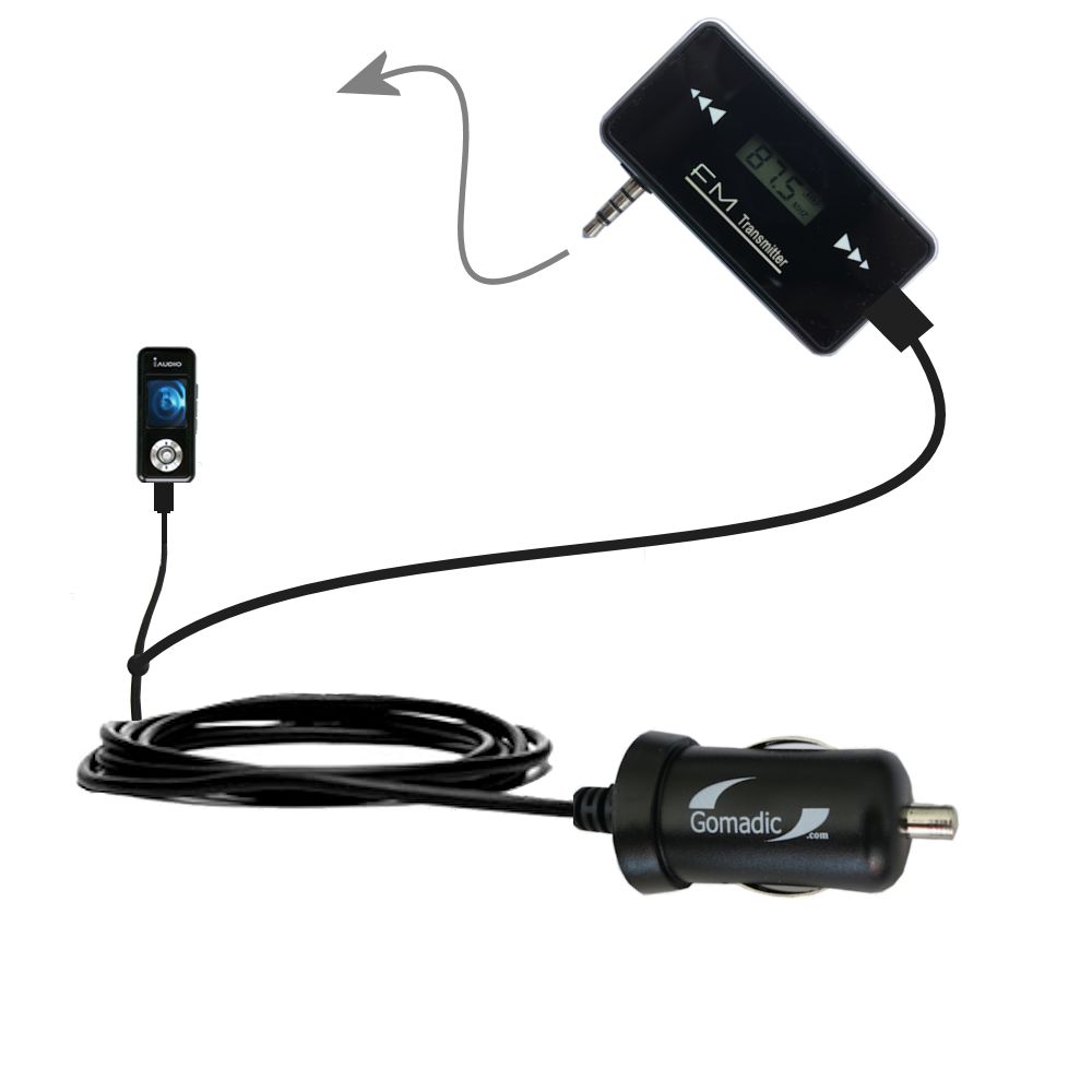 FM Transmitter Plus Car Charger compatible with the Cowon iAudio U3