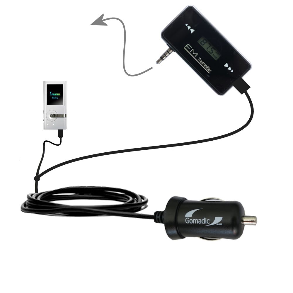 FM Transmitter Plus Car Charger compatible with the Cowon iAudio U5